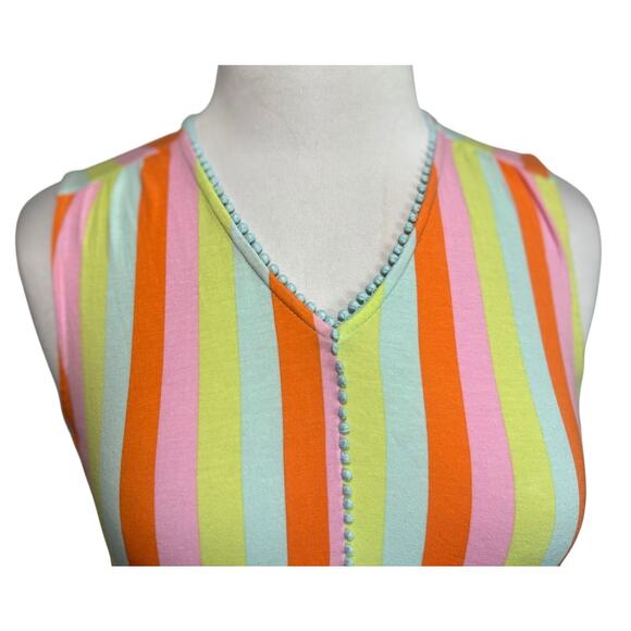 LANDS END Neon Colorblock Stripe Tank Sleeveless Top Women's S 6/8 - Picture 3 of 6
